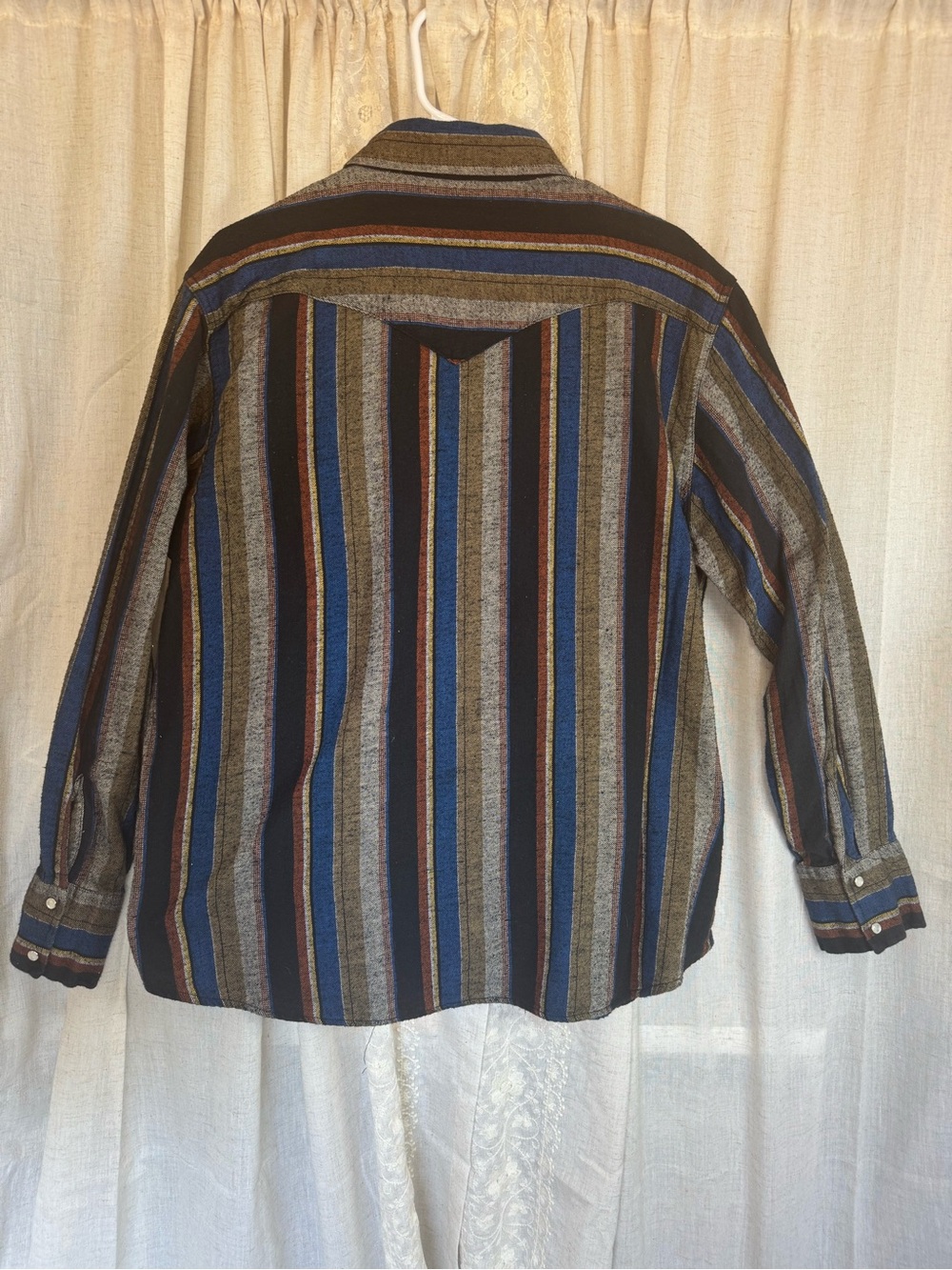 Vintage Wrangler Western Pearl button Cowboy Workwear Flannel Cotton Long sleeve - Picture 2 of 5